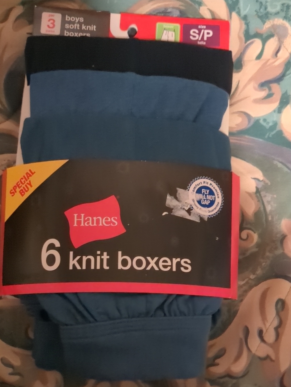Hanes Boy's Knit Boxers - Black and Blue (6-Pack)